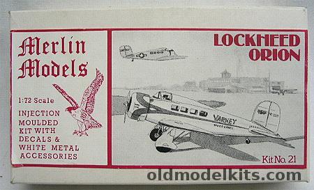 Merlin Models 1/72 TWO Lockheed Orion UC-85 - USAAF or Varney Speedlines Airline, 21 plastic model kit